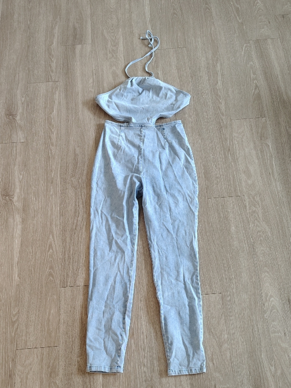 Windsor Light Gray Halter High-Waist Jumpsuit